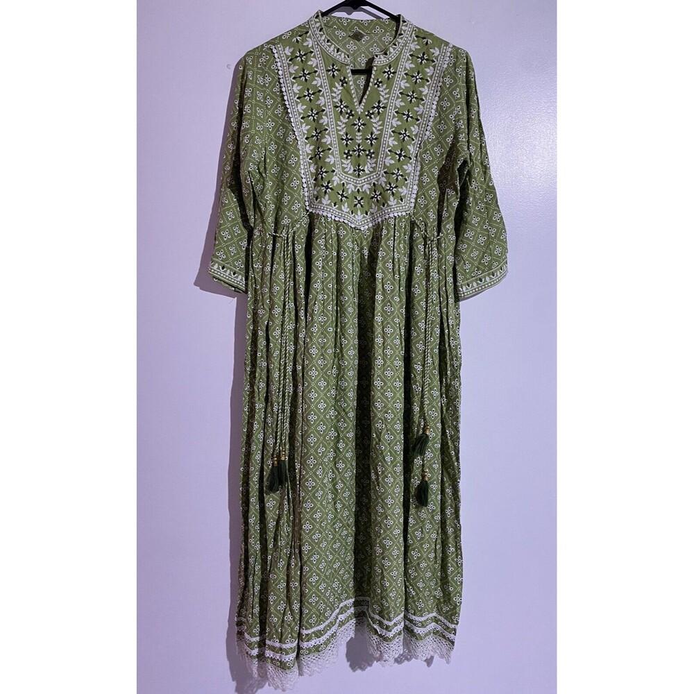 Indian Maxi Dress with Embroidered Details 
Boho Cottagecore Traditional